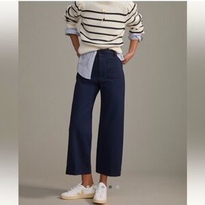 Anthropologie Colette Navy High-Rise Wide Leg Pants Size 28